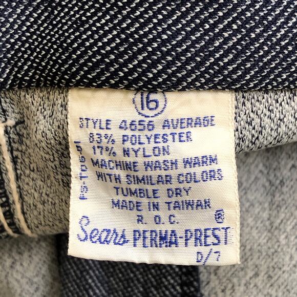 Vintage Western Flare Pants Sears, Dark Blue "Denim Look" Stretch 1970s Retro - Picture 13 of 13